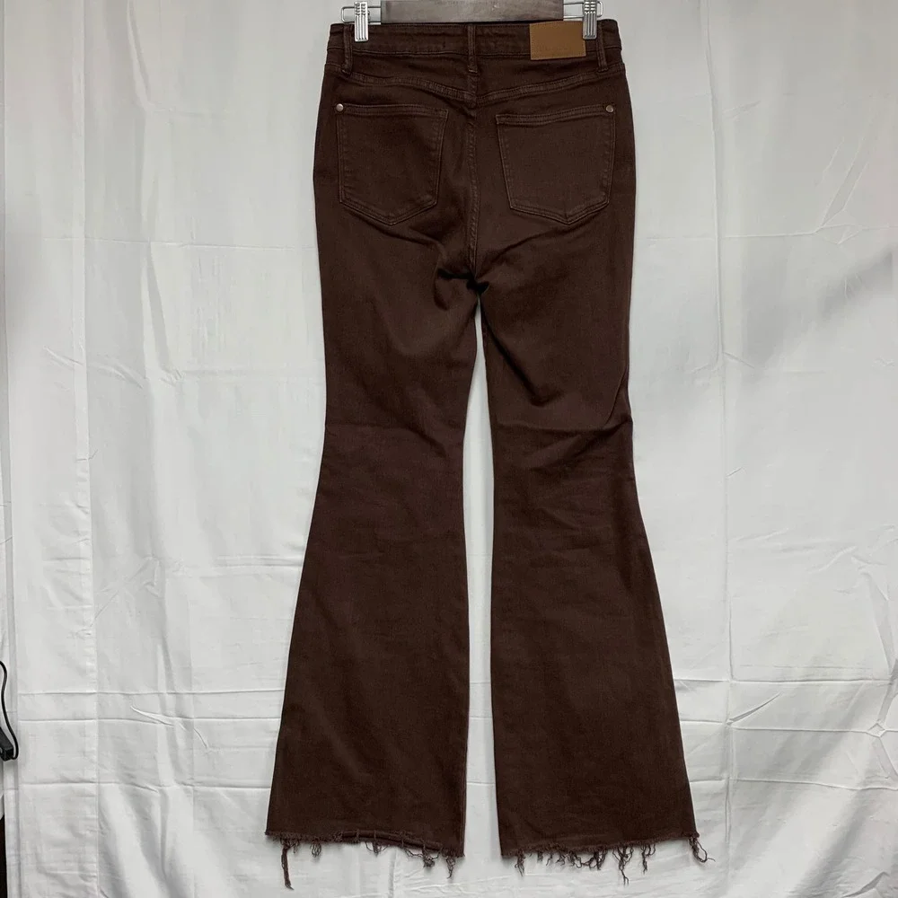Judy Blue Flare Jeans Womens‎ 5/27 Brown Garment Dyed Raw Hem JB88803 C